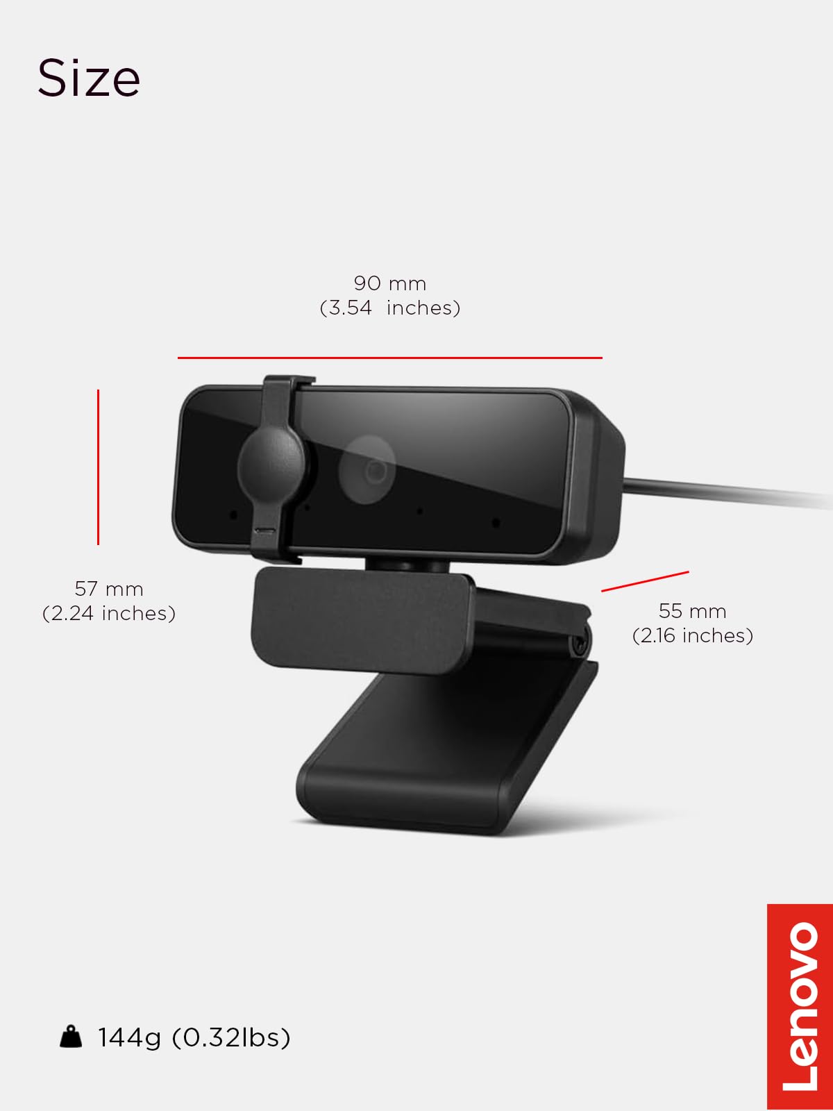 LENOVO Essential Webcam colour 1920 x 1080 1080p audio USB 2.0 MJPEG YUY2 DC 5 V