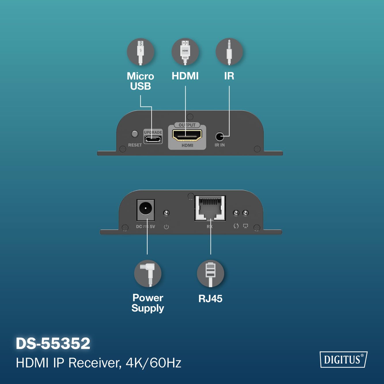 Extenseur HDMI Cat.6 sur IP 1G jusqu'a 120m/200m - récepteur supplémentaire pour DS-55352
