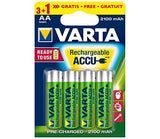 VARTA Piles rechargeables recyclées AA 3 + 1 offerte