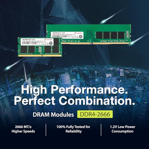 TRANSCEND 16Go JM DDR4 2666Mhz U-DIMM 2Rx8 1Gx8 CL19 1.2V