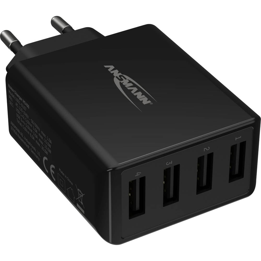 CHARGEUR SECTEUR 4 PORTS USB Type-A NOIR
