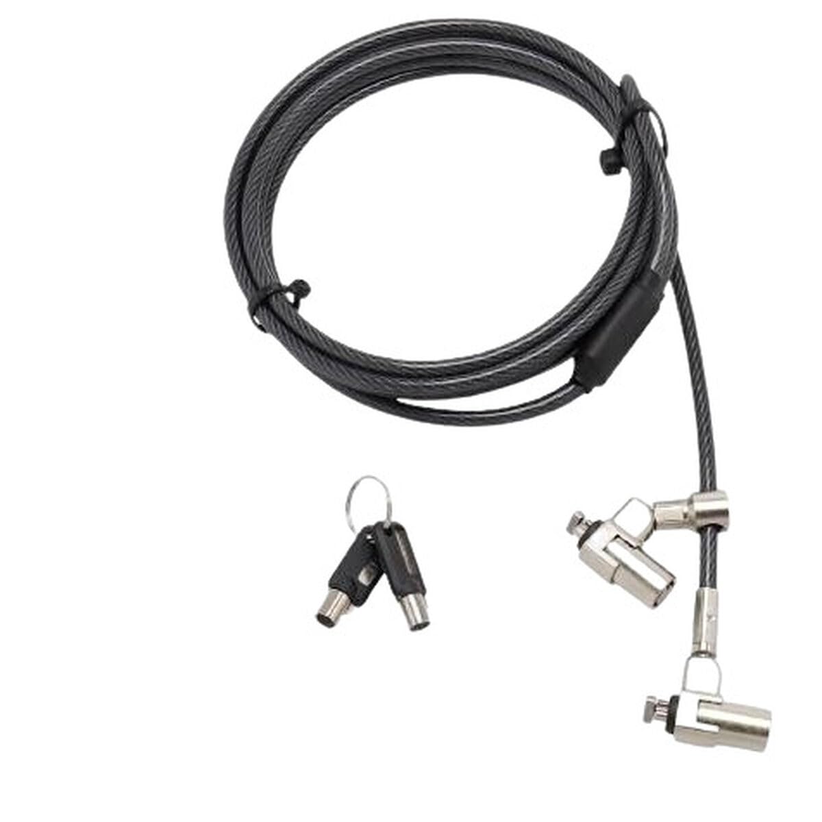 URBAN FACTORY Double Head Security Cable For Notebook With 2 T-Bar Type Locks 11Mm Master Key Compatible
