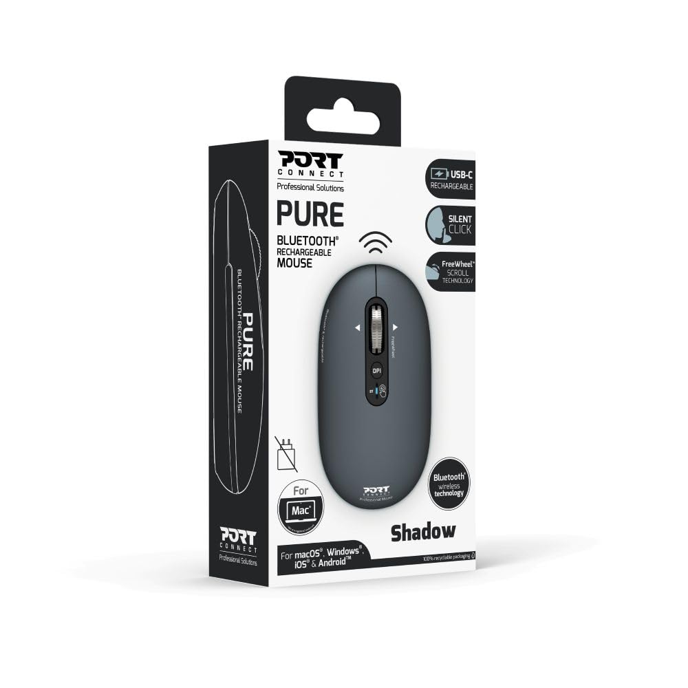 PORT DESIGNS Mouse Rechargeable Bluetooth Pure Mac - Shadow