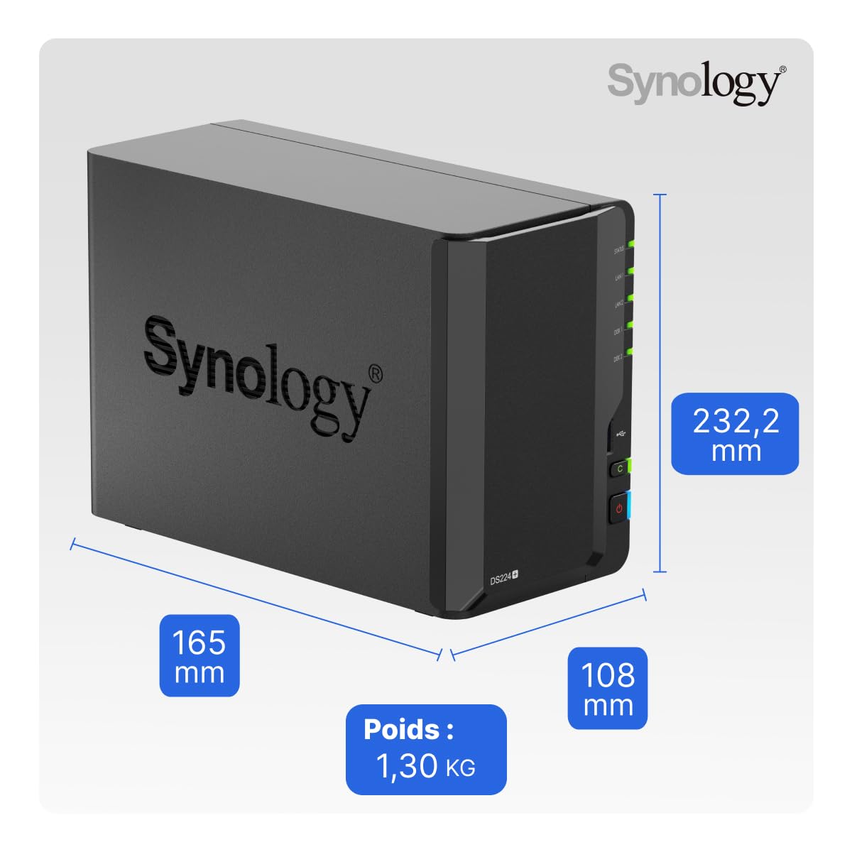 Synology DiskStation DS224+ serveur de stockage NAS Bureau Ethernet/LAN Noir J4125