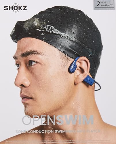 SHOKZ Casque MP3 à conduction osseuse étanche OpenSwim - Bluetooth - Bleu