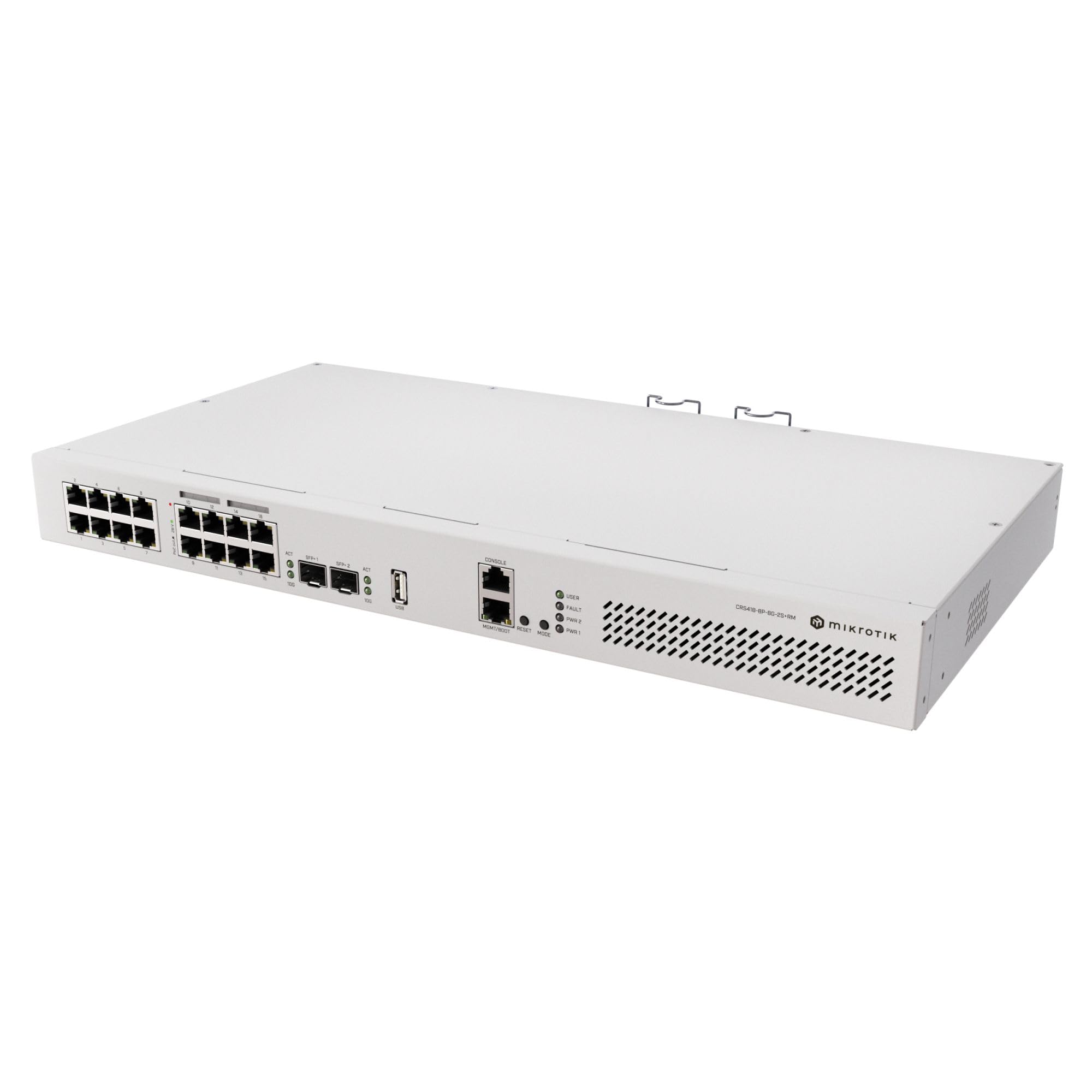 Mikrotik CRS418-8P-8G-2S+RM Cloud Router/Sw L2/L3 Gigabit Ethernet (10/100/1000) Connexion Ethernet, supportant l'alimentation via ce port (PoE) 1U