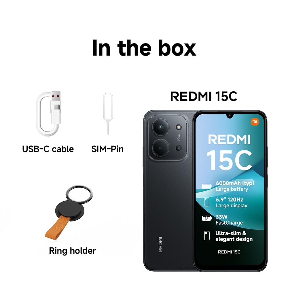 Xiaomi Redmi 15C 4G (6.9''- NFC - 256 Go, 4 Go RAM) Noir