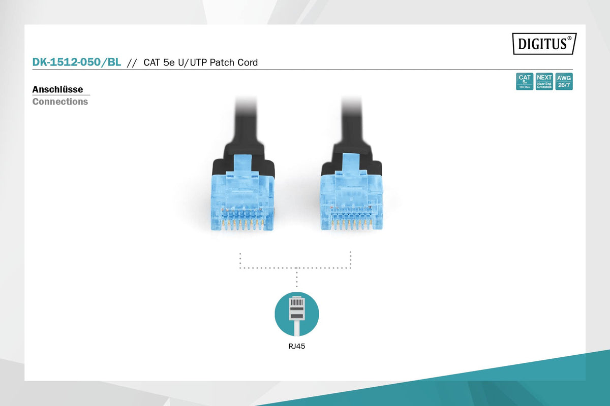 Digitus DK-1512-050/BL Câble de raccordement Cat5e U/UTP Noir 5m