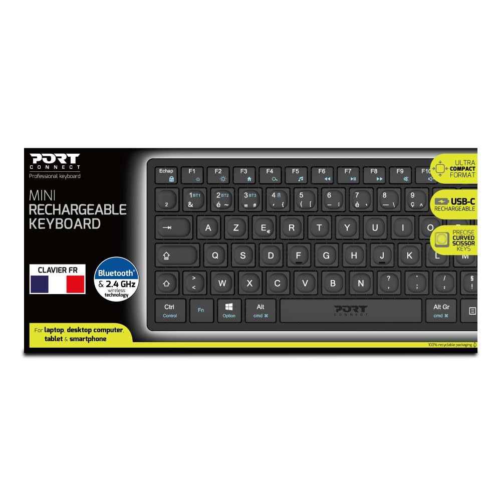 PORT DESIGNS Keyboard Mini Pro Rechargeable Bluetooth (FR)