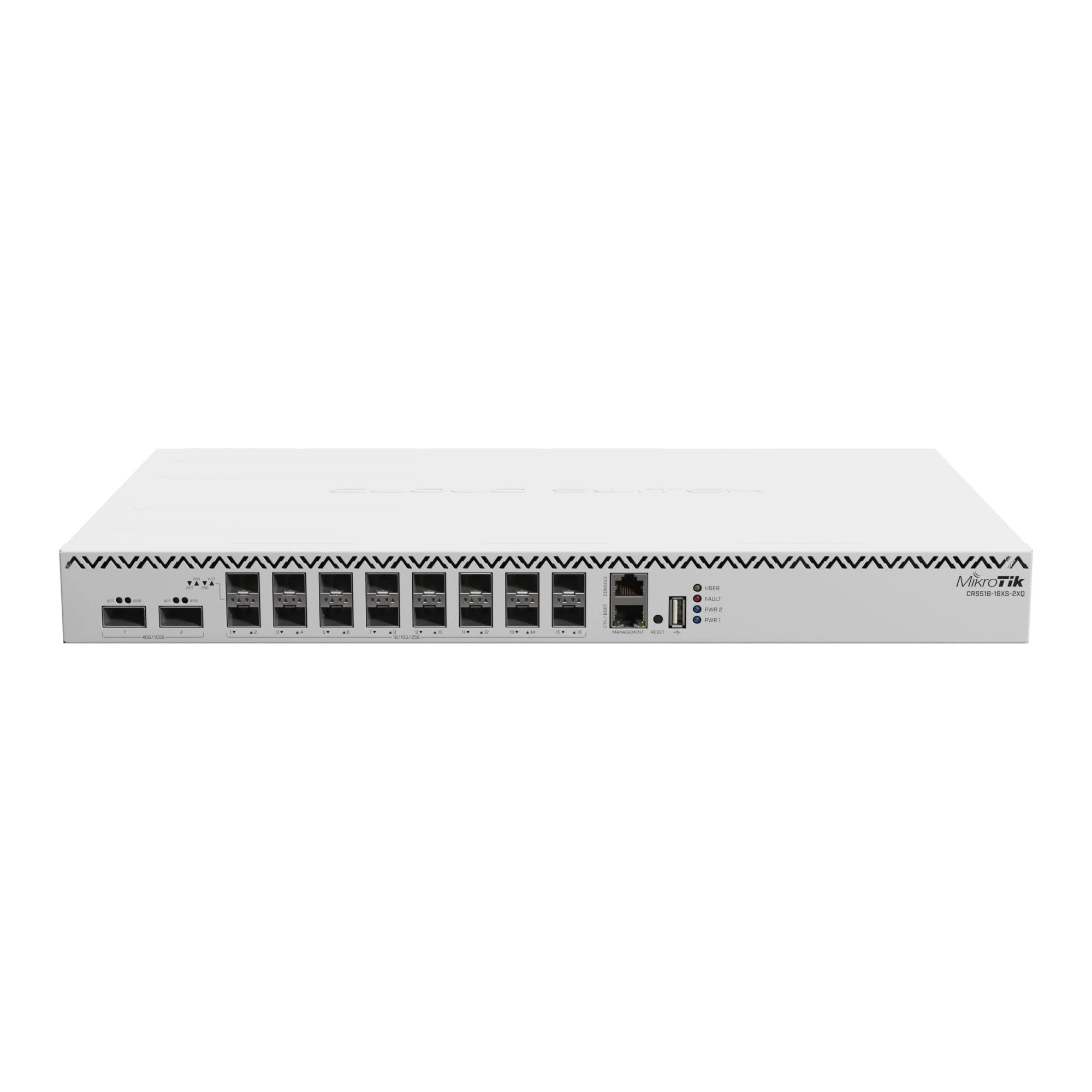 MikroTik Cloud Router Switch 518-16XS-2XQ-RM, 16x 25G SFP, 2x 100G QSFP, RouterOS L5