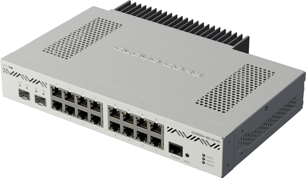 Mikrotik Cloud Core Router 2004-16G-2S+ with Annapurna Labs Alpine v2 CPU with 4x ARMv8-A Cortex-A57 cores running at 1.7GHz, 4GB of DDR4 RAM, 128MB NAND storag