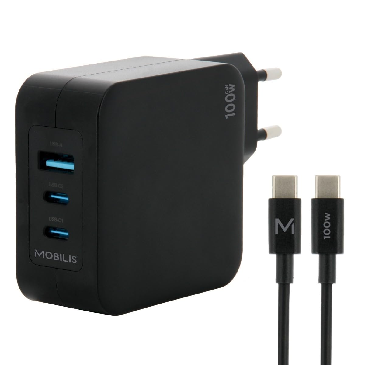 Charger 100W 2USB C 1USBA GaN cable 100W