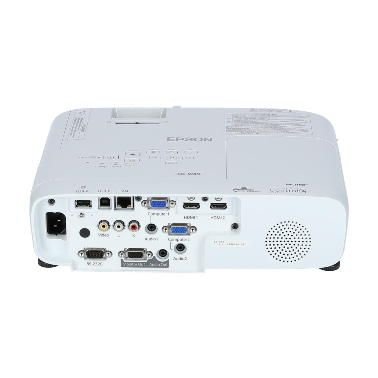 EPSON EB-W49 Projecteur 3LCD, WXGA , 3800 lm, 16 000 : 1, 1,30 – 1,56:1, VGA x2, HDMI x2 , RJ45, Wifi avec ELPAP11