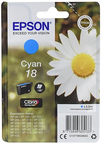 EPSON 1LB 18 ink cartridge cyan standard capacity 3.3ml 180 pages 1-pack RF-AM blister w/s