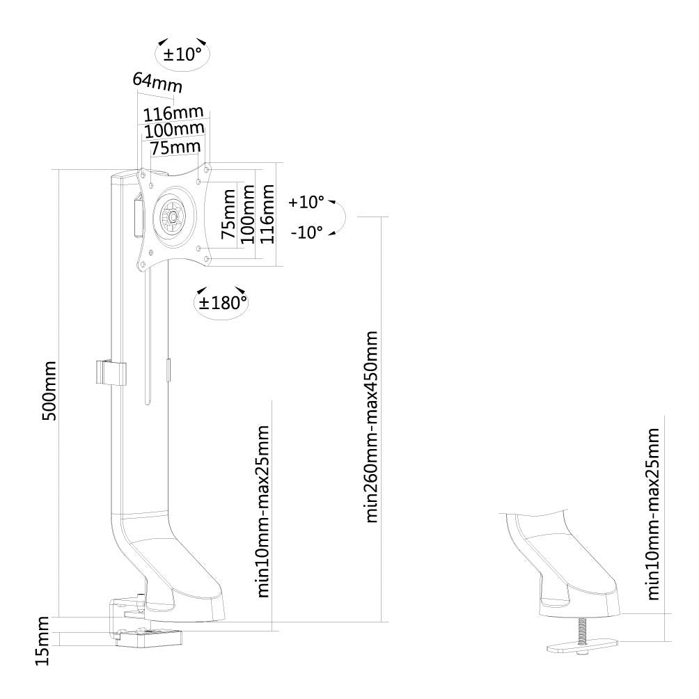 NEOMOUNTS FPMA-D860BLACK Support décran à fixer 10-32p