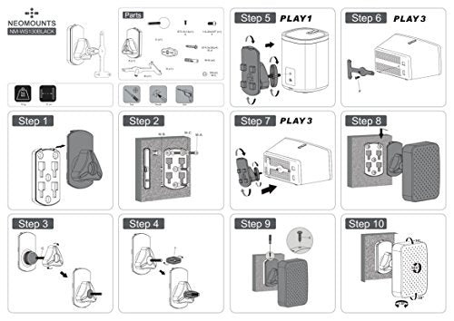 NEOMOUNTS NM-WS130BLACK Support mural pour enceintes Sonos Play1 et Play3 - orientable