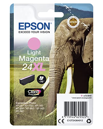 EPSON 1LB 24XL ink cartridge light magenta high capacity 9.8ml 740 pages 1-pack RF-AM blister w/s