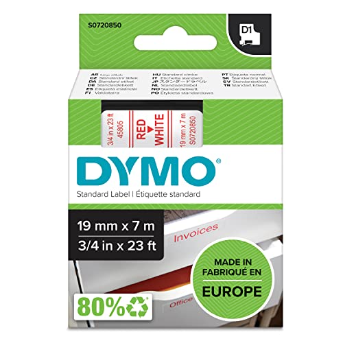 DYMO D1 Ruban d étiquette, 12 mm x 7 m, blanc/noir