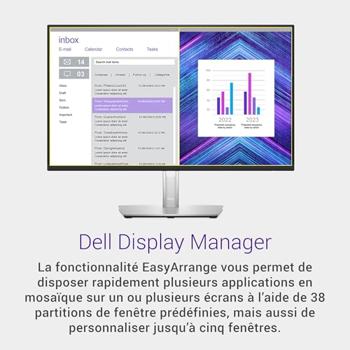 "DELL P Series P2723D 68,6 cm (27"") 2560 x 1440 pixels Quad HD LCD Noir, Argent"