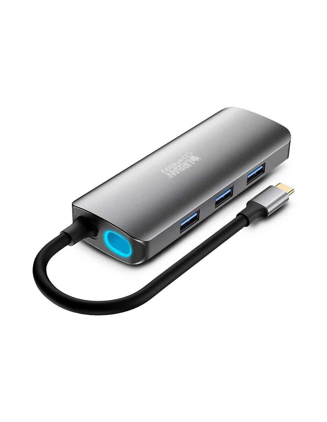 URBAN FACTORY Hubee 7in1 Hub USB-C Avec 3 USB-A / 2 HDMI 4K / 1 RJ45 Et 1 Usb-C 100W Pd