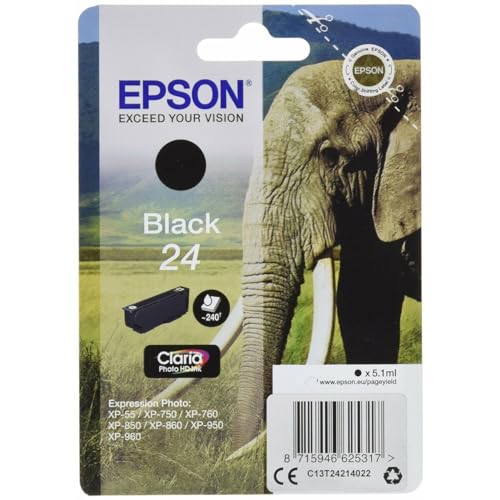 EPSON 5LB 24 ink cartridge black standard capacity 5.1ml 240 pages 1-pack RF-AM blister w/s
