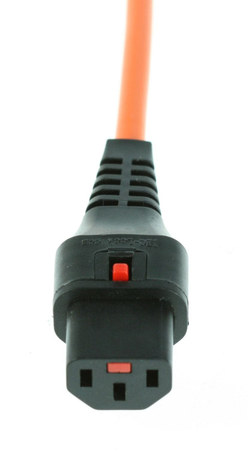 IEC-LOCK Cordon d alimentation CEE7 / C13 à verrouillage orange - 2,0 m