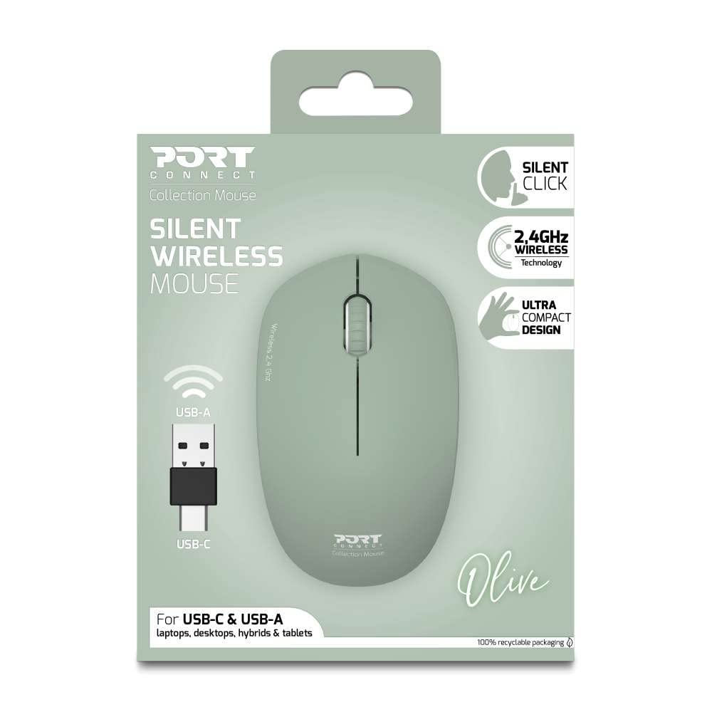 PORT DESIGNS Mouse Collection Wireless Olive