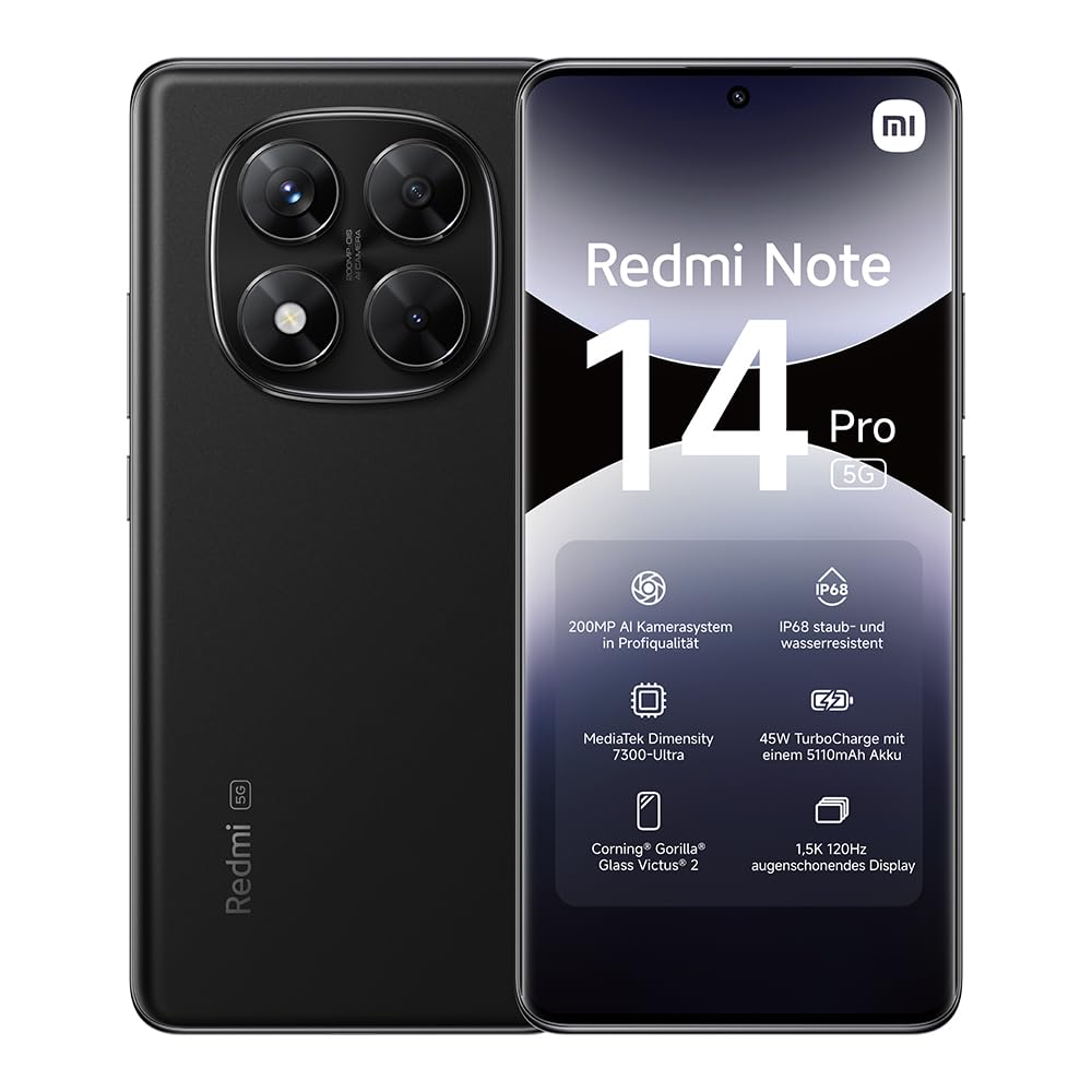 Xiaomi Redmi Note 14 Pro 5G (Double Sim - 6.67", 256 Go, 8 Go RAM) Noir