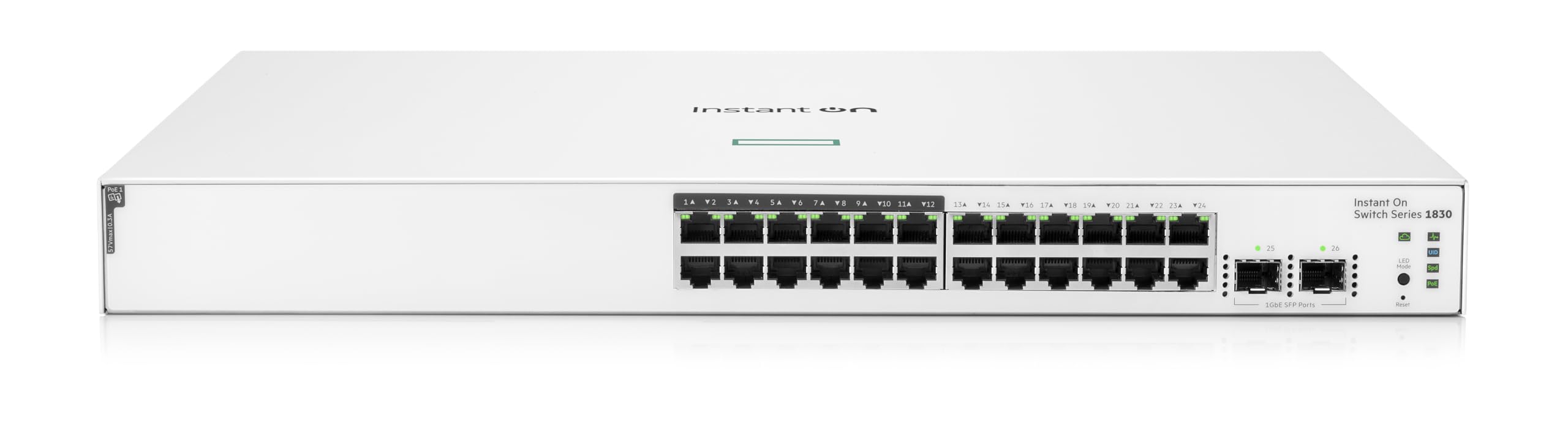 HPE Networking Instant On 1830 24G 12p Class4 PoE 2SFP 195W Switch Commutateur intelligent 12 x 10/100/1000 + 12 x10/100/1000 PoE+