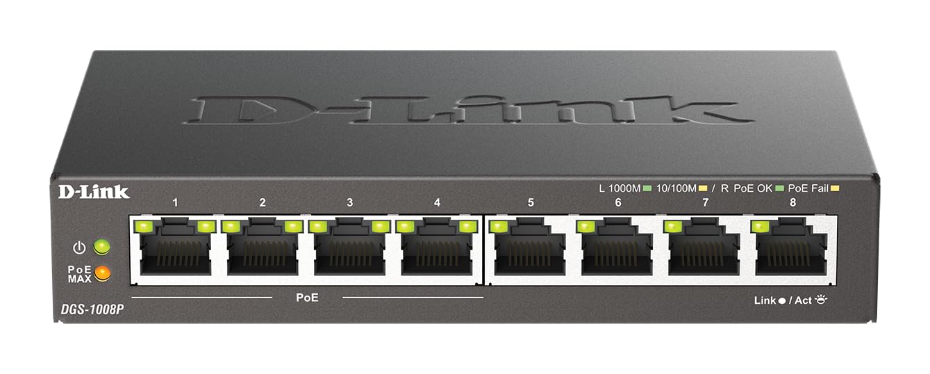 D-LINK Switch gigabit ethernet non admin 8 ports 10/100/1000Mbps dont 4 PoE
