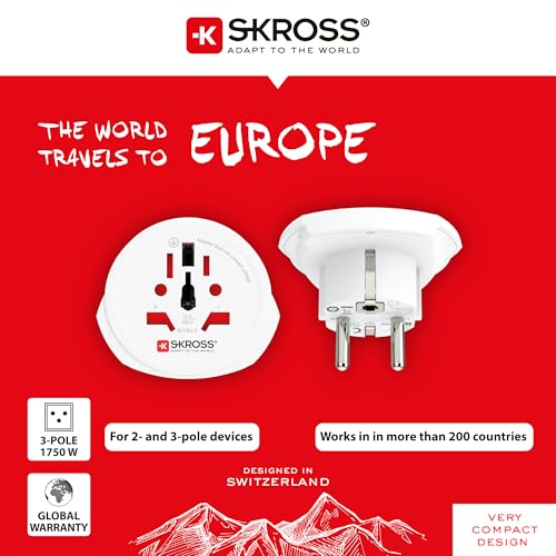 SKROSS WORLD TO EUROPE Adaptateur secteur tripolaire de voyage