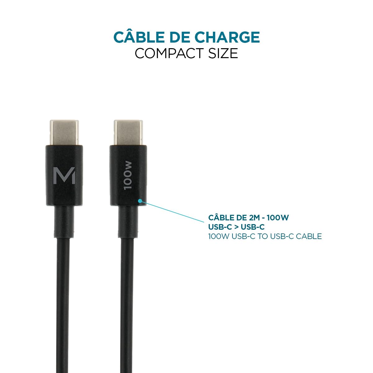 Charger 100W 2USB C 1USBA GaN cable 100W