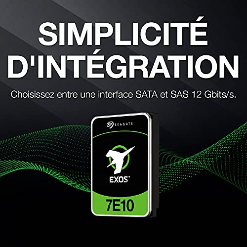 SEAGATE Exos 7E10 SATA 8To 7200tpm 256Mo cache 512e/4KN BLK