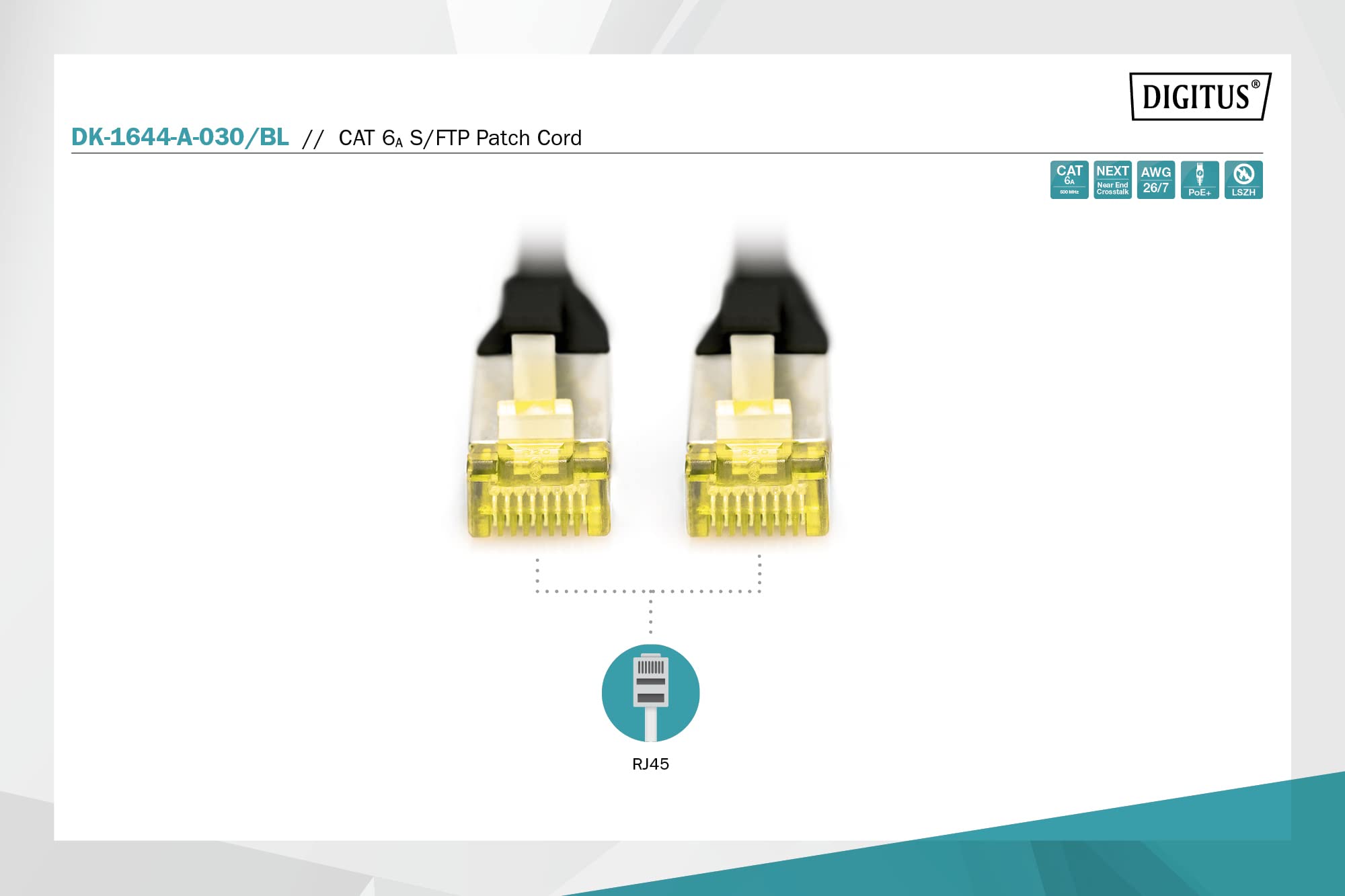 Digitus DK-1644-A-030/BL câble de réseau Noir 3 m Cat6a S/FTP (S-STP)