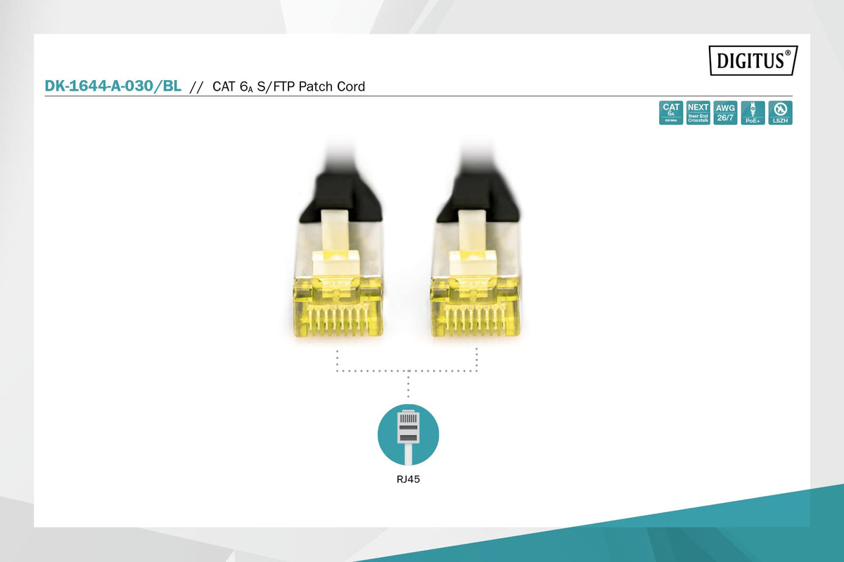 Digitus DK-1644-A-030/BL câble de réseau Noir 3 m Cat6a S/FTP (S-STP)