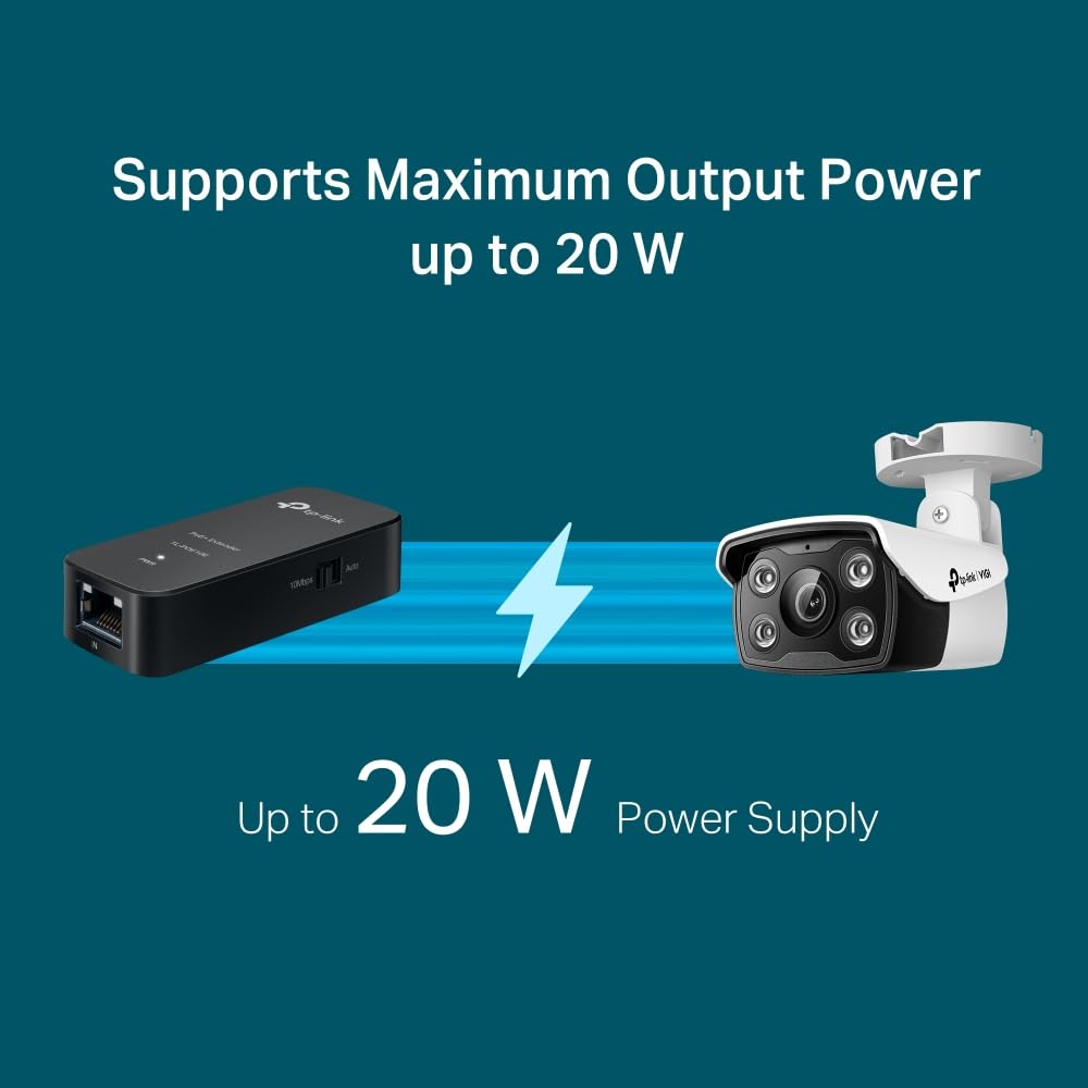 TP-LINK Omada Fast Ethernet PoE+ Extender 1x 10/100 Mbps RJ45 PoE IN Port 1x 10/100 Mbps RJ45 PoE OUT Port