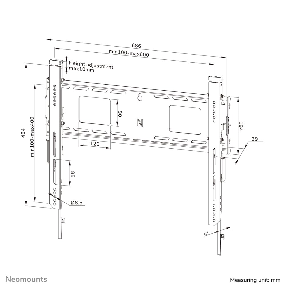 NEOMOUNTS WL30-750BL16 Support mural fixe pour écran 42-86p- robuste - verrouillable - installation rapide - TÌV