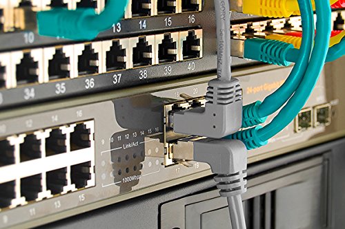 Cordon RJ45 catégorie 5e F/UTP coudé bas gris - 1 m
