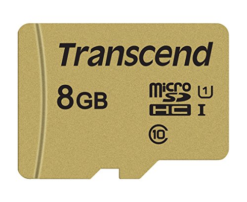 TRANSCEND Carte micro SDHC UHS I 500S Class 10 8 Go adaptateur SD inclus