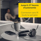 Jabra Evolve2 65, UC Stereo Casque Sans fil Arceau Bureau/Centre d'appels USB Type-C Bluetooth Noir