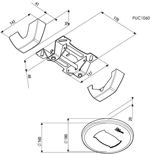PUC 1060/Ceiling Plate Large Fixed Blk