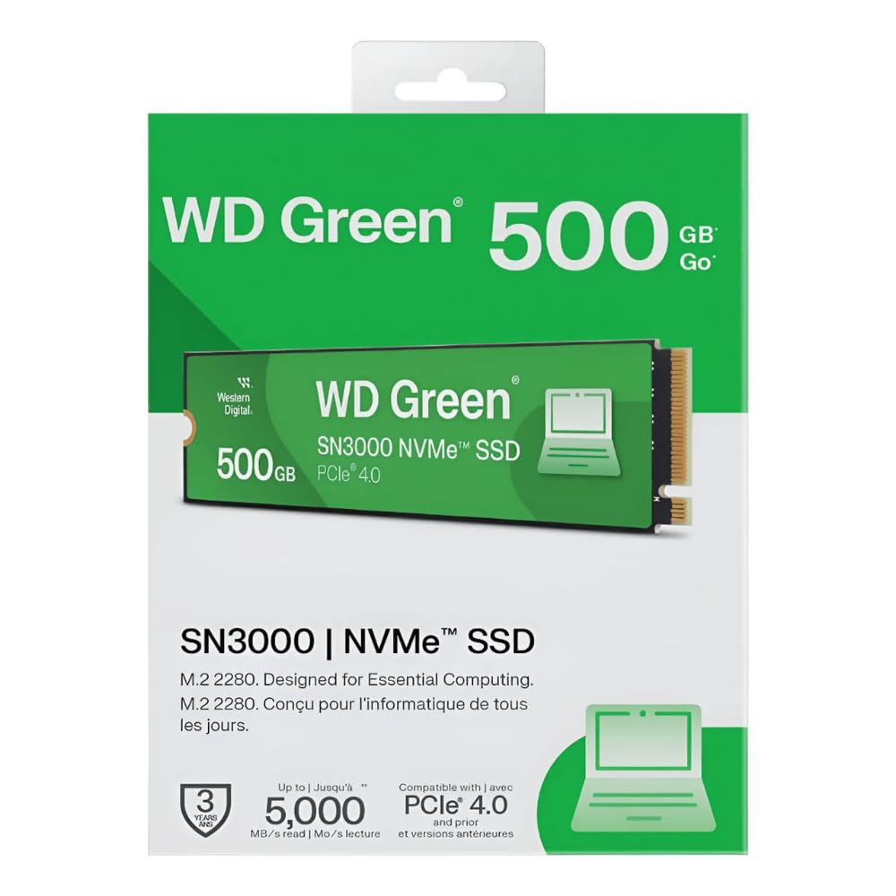 WD Green SN3000 NVMe SSD 500Go M.2 2280 POWERED BY SANDISK