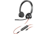 HP Poly Blackwire 3325 Stereo USB-C Headset +3.5mm Plug +USB-C/A Adapter