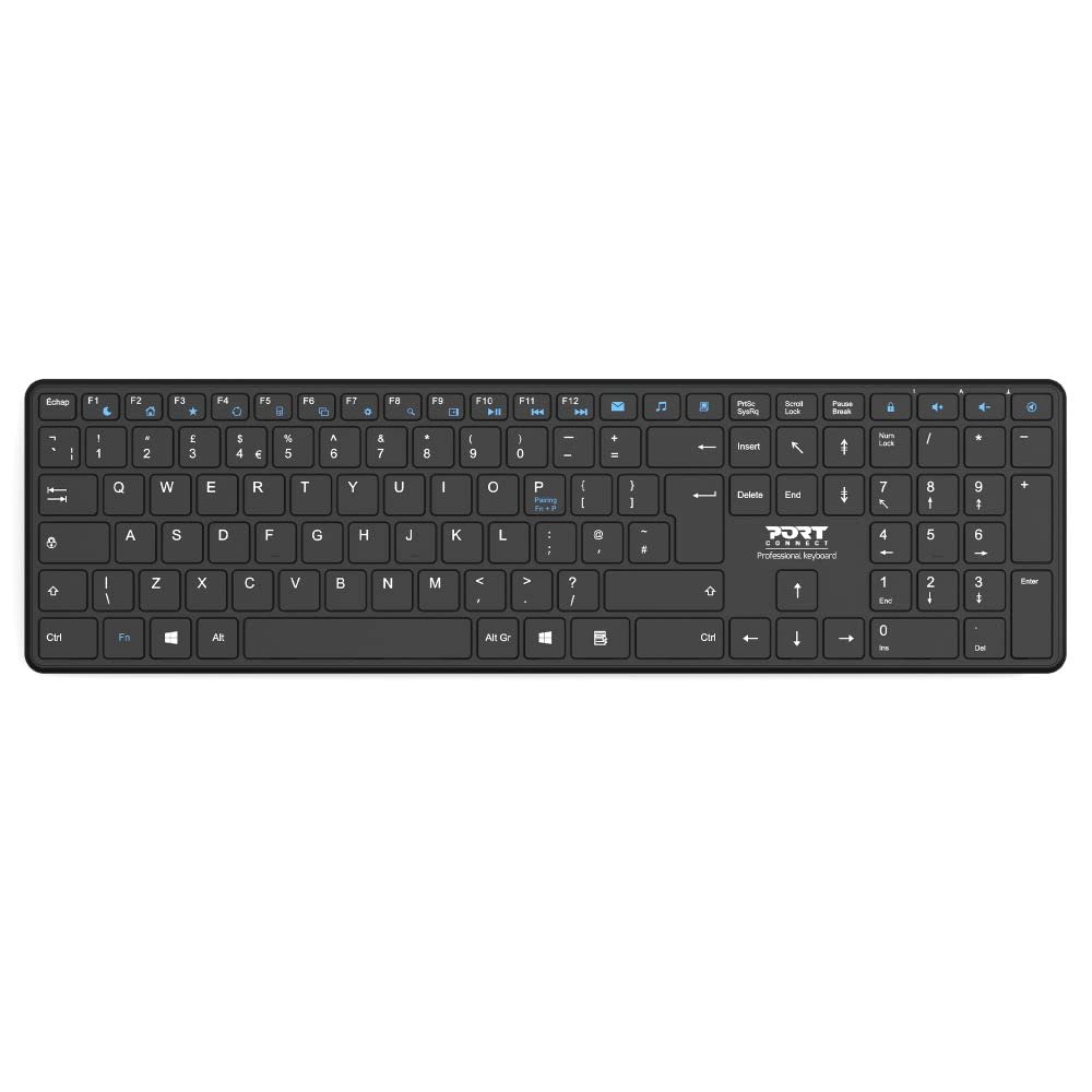 PORT DESIGNS Rechargeable Bluetooth Keyboard Ultra Slim and Elegant Design Rechargeable Battery 10meters Bluetooth range Compatible