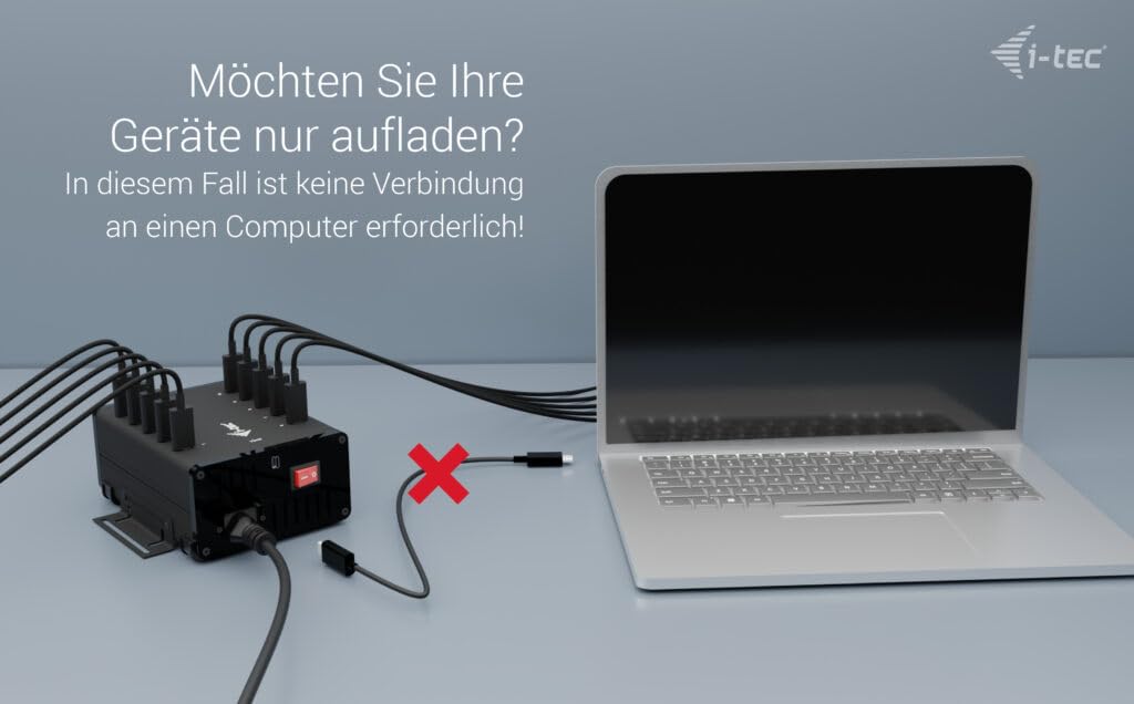 I-TEC USB-C/USB-A Metal Charging+Data HUB 15W per port 10x USB-C integrated power adapter 180W