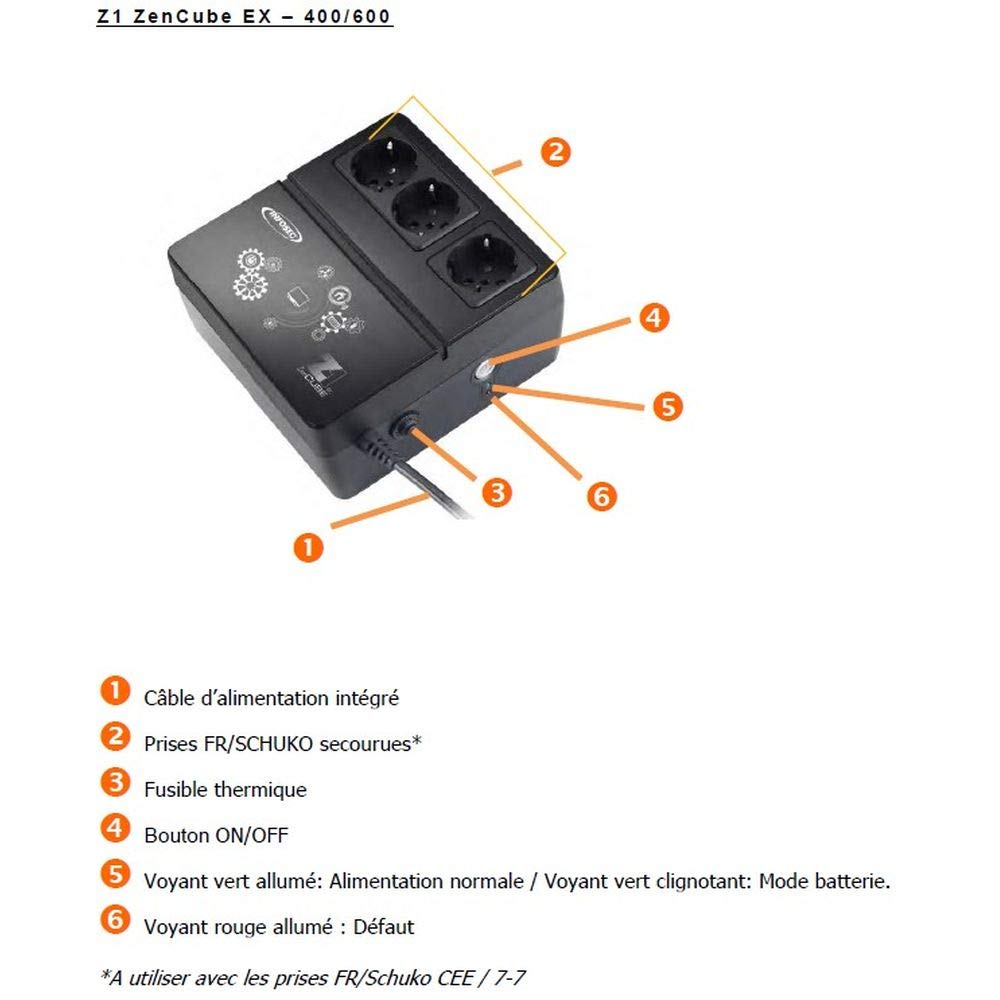 INFOSEC Onduleur Z1 ZenCube EX 400 VA