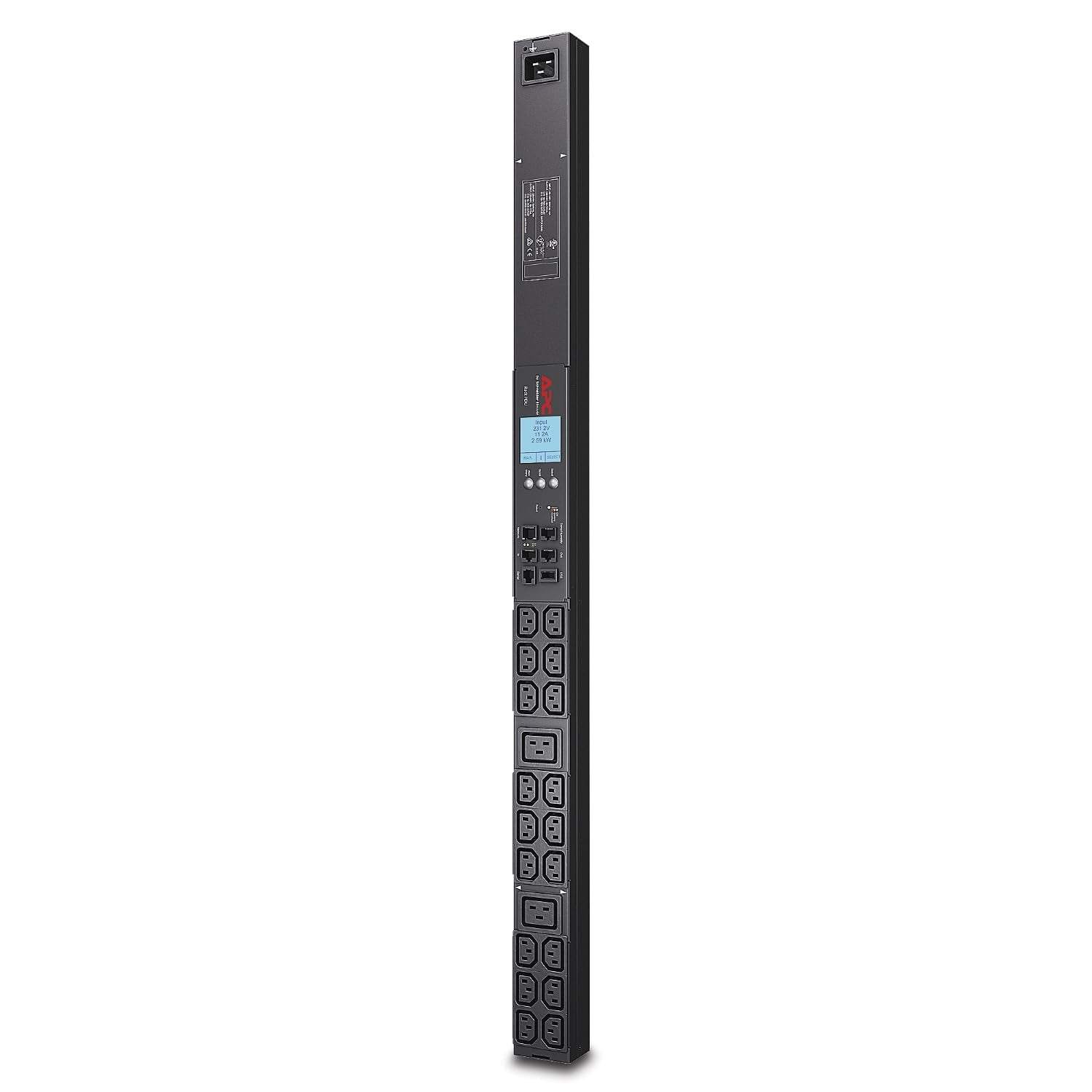 APC Metered Rack PDU Rack AC 200/208/230V RS-232 input IEC 60320 C20 output connectors 20 power IEC 60320 C13 IEC 60320 C19 BK
