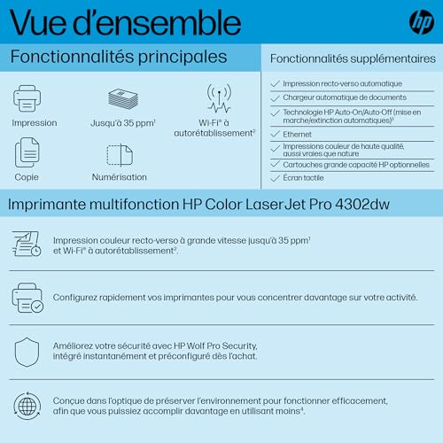 HP Color LaserJet Pro MFP 4302dw MFP colour laser A4 33ppm Copy 33ppm Print 300sheets LAN USB Wi-Fi Bluetooth