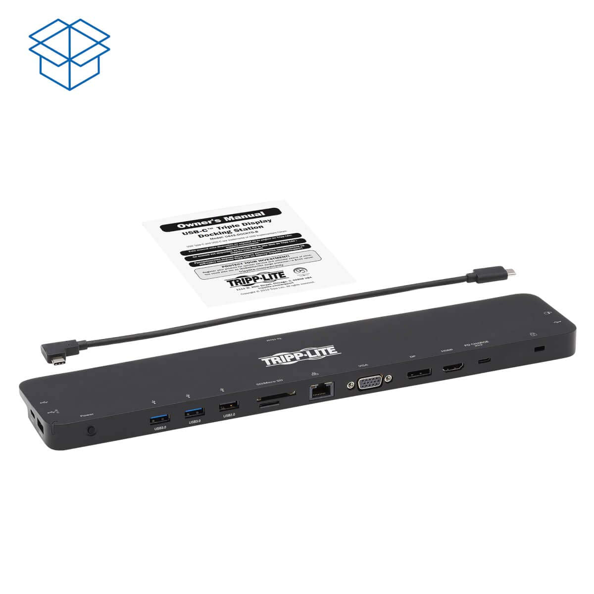 EATON TRIPPLITE USB-C Dock Triple Display 4K HDMI & DP VGA USB 3.2 Gen 1 USB-A/C Hub GbE 100W PD Charging