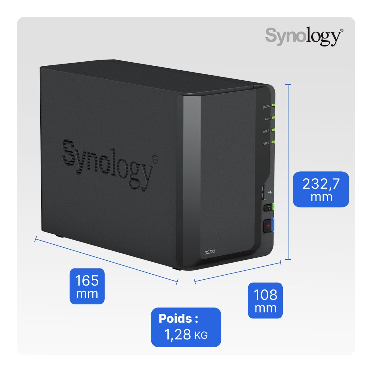 SYNOLOGY DS223 Desktop 2-BAY QUAD CORE 2Go RAM